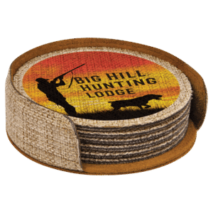 4" Sublimatable Burlap Round 6-Coaster Set