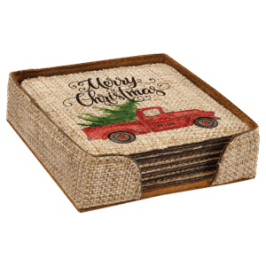 4" x 4" Sublimatable Burlap Square 6-Coaster Set